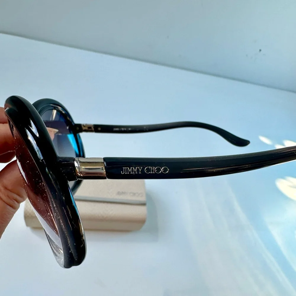 EUC Jimmy Choo Mindy/S Sunglasses, Round, Black, Box